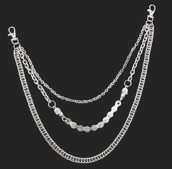 Bicycle Chain & Skulls Triple Hipchain