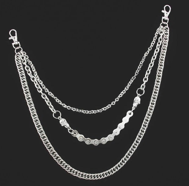 Bicycle Chain & Skulls Triple Hipchain