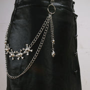 Multi Skull & Crossbone Double Hipchain with Skull & Fang Attachments