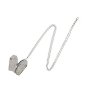 Open Coffin Chain Necklace with Bat & Cross Emblems