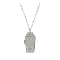 Dracula Coffin Silver Chain with Cross Necklace