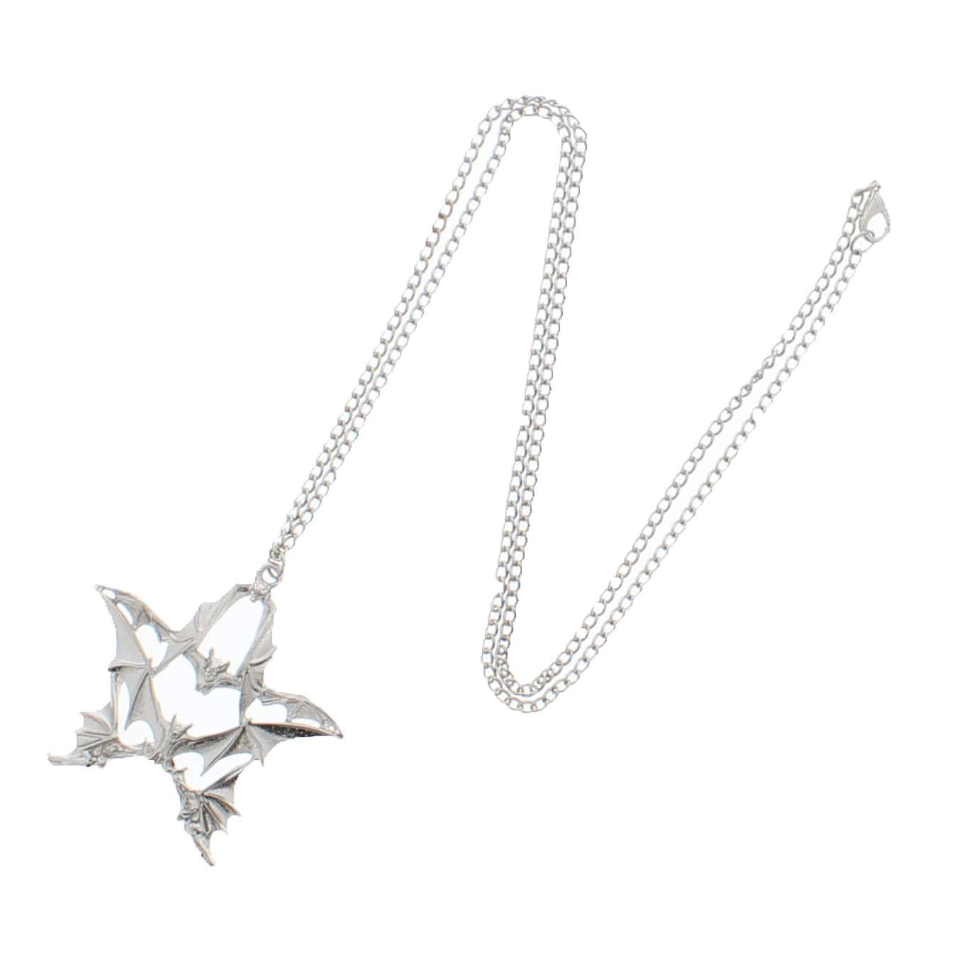 Quadruple Bat Pentagram Chain Necklace
