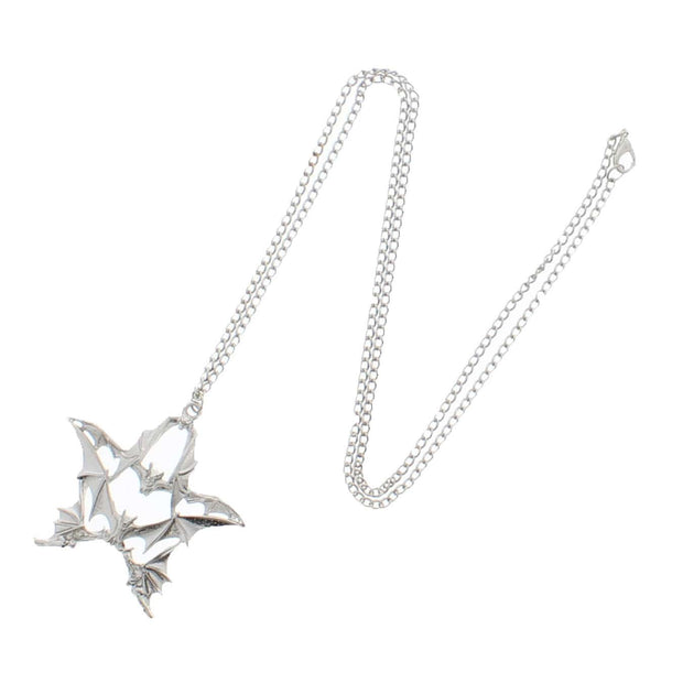 Quadruple Bat Pentagram Chain Necklace