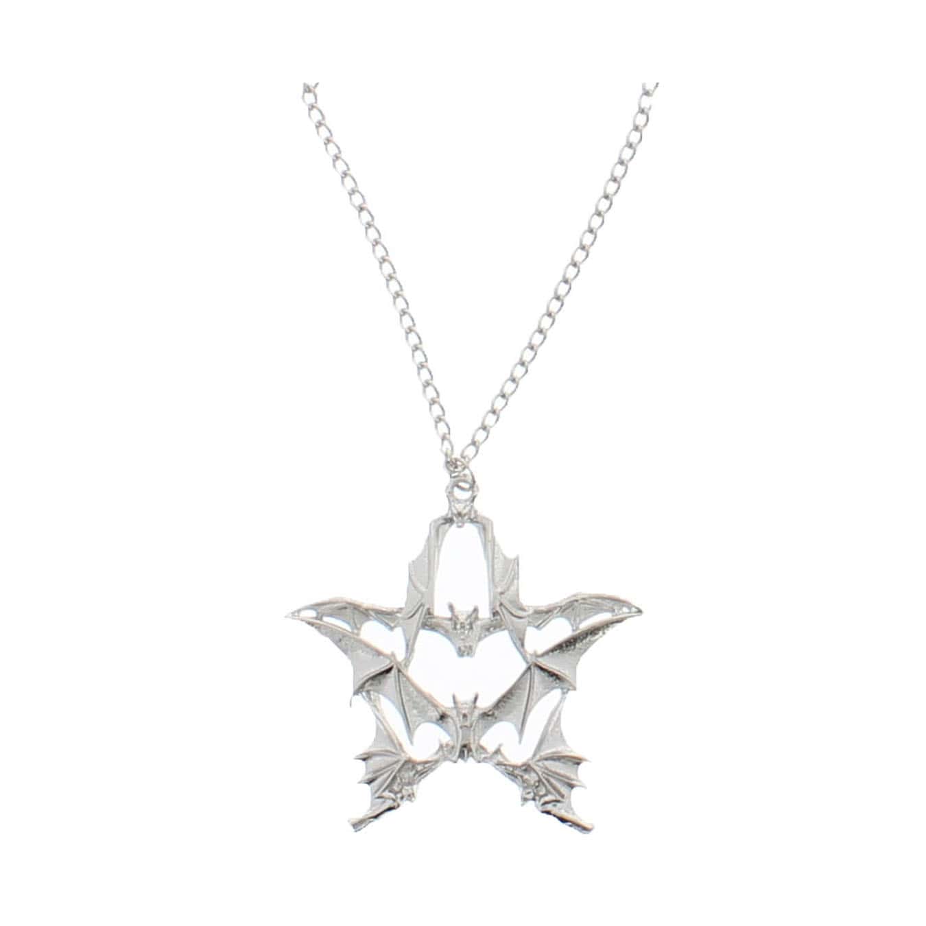 Quadruple Bat Pentagram Chain Necklace