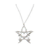 Quadruple Bat Pentagram Chain Necklace