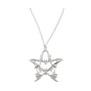 Quadruple Bat Pentagram Chain Necklace