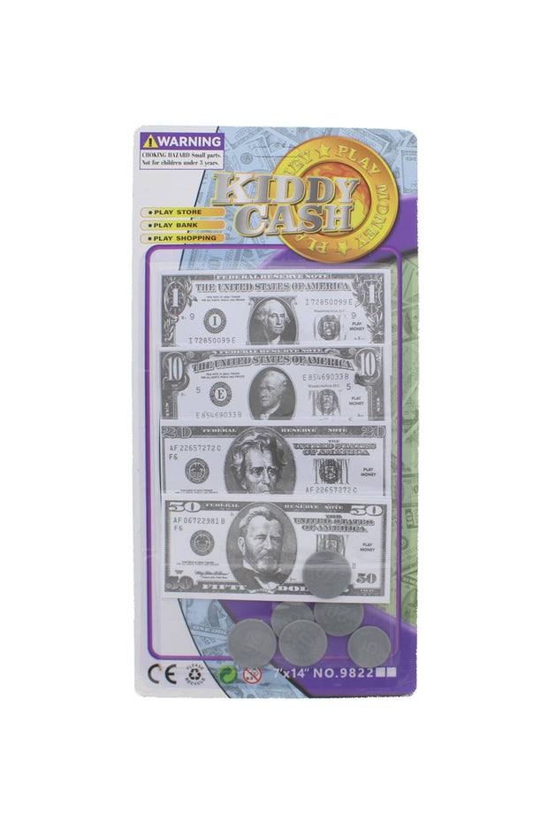 Card of Fake Dollars & Coins