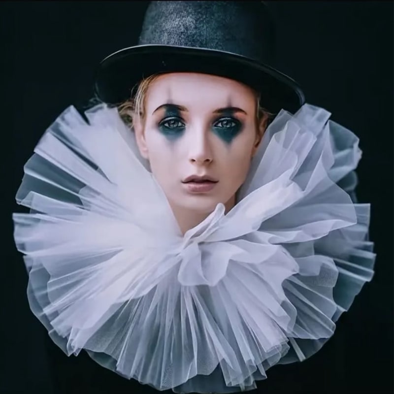 Large White Clown Neck Ruffle Collar
