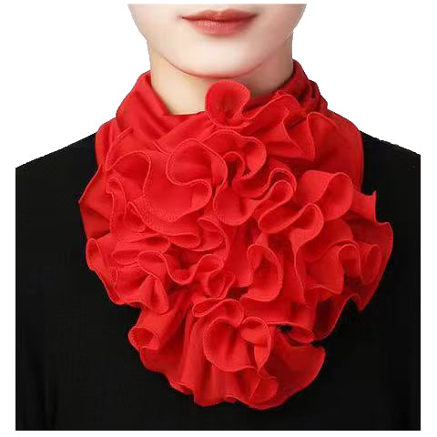 Red Elasticated Neck Ruffle Collar