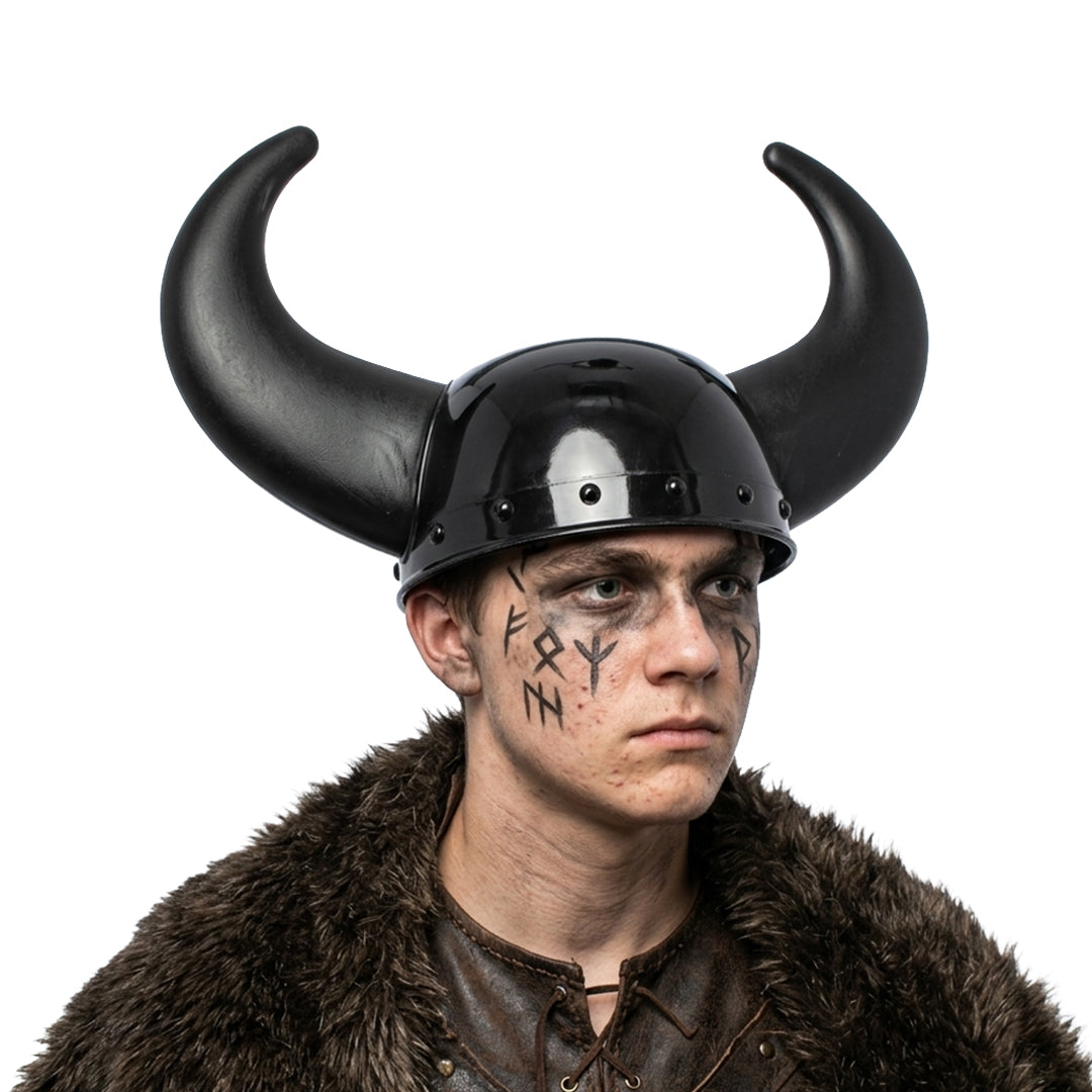 Viking Warrior Plastic Helmet Hat with Horns