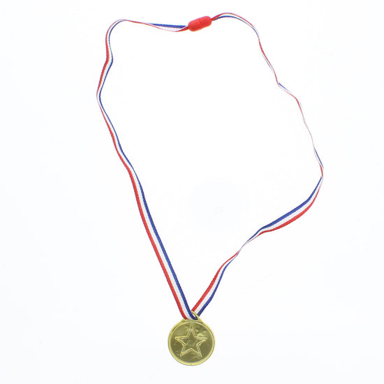 Fancy Gold Star Medal Necklace