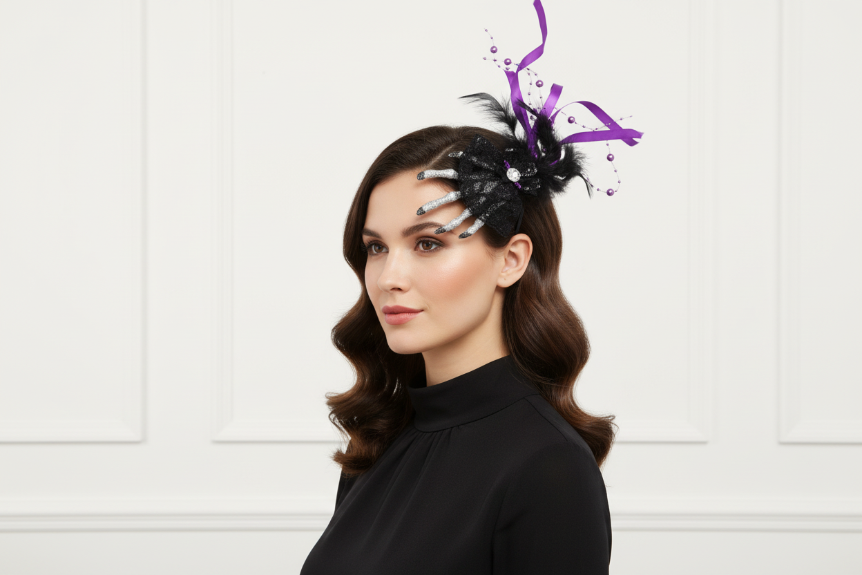 Large Silver Glitter Skeleton Hand Fascinator on Clip