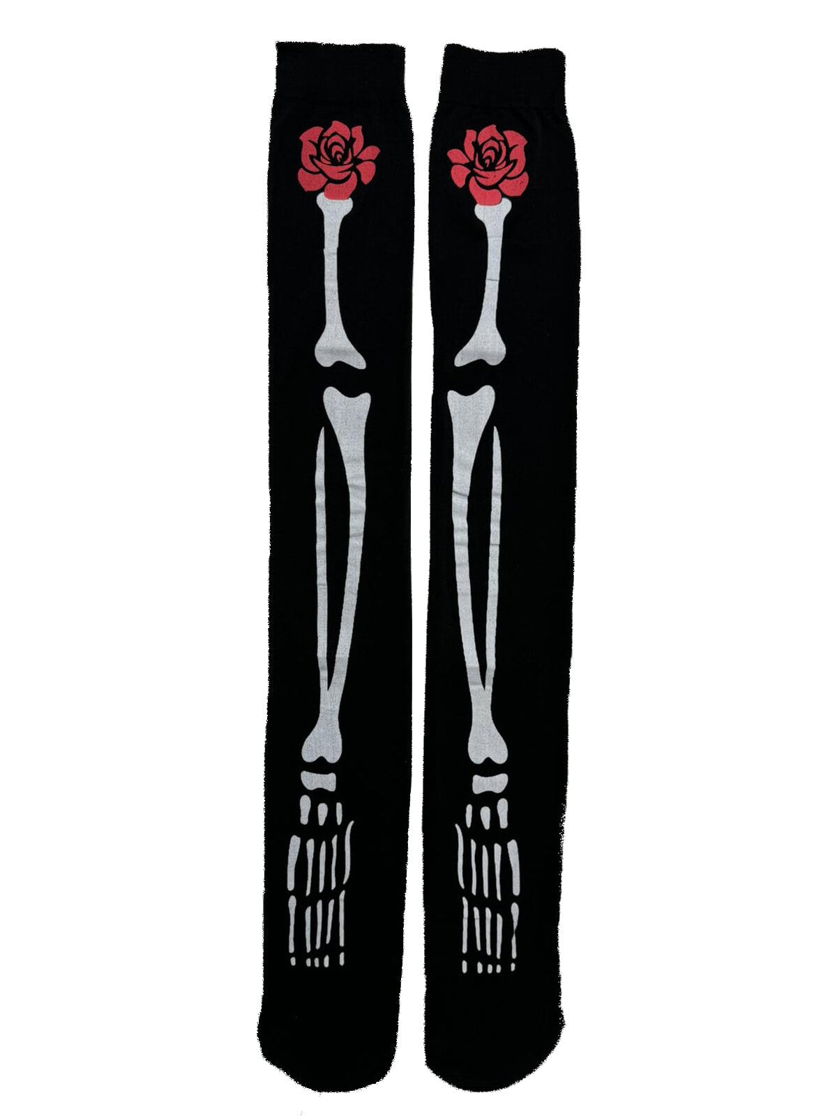 Gothic Thigh High Skeletal Rose Stockings