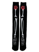 Gothic Thigh High Skeletal Rose Stockings