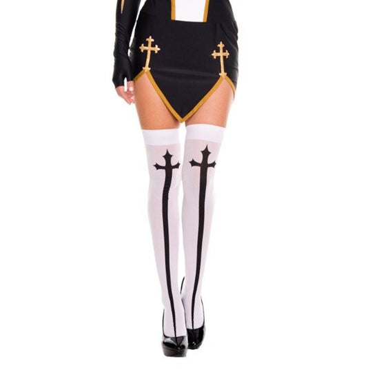 Gothic Cross Thigh High Stockings