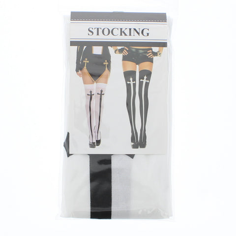 Gothic Cross Thigh High Stockings