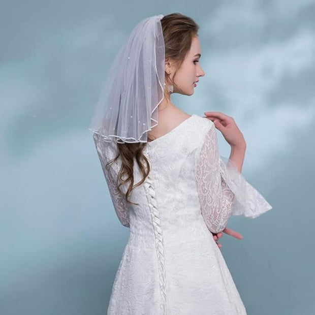 Bridal Veil on Comb with Beads