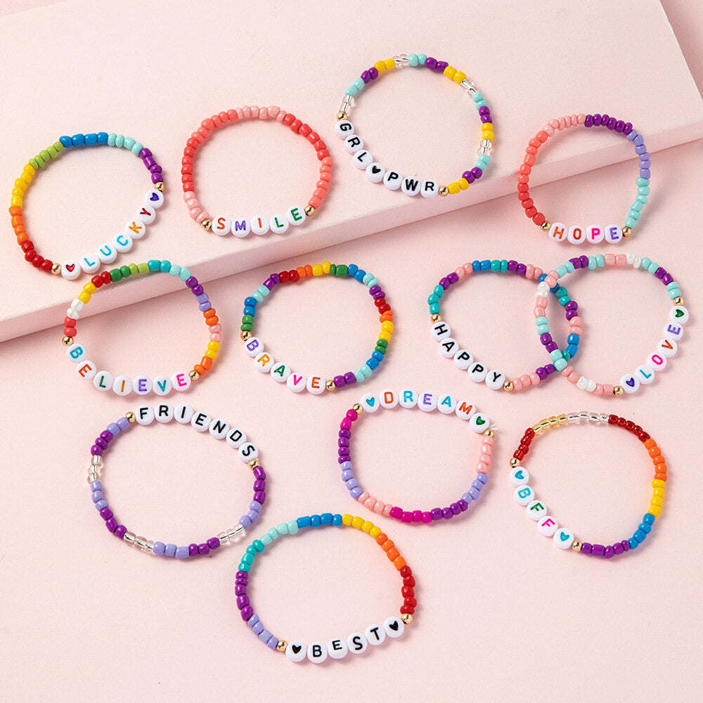 Card of 12 Assorted Colourful Friendship Bracelets