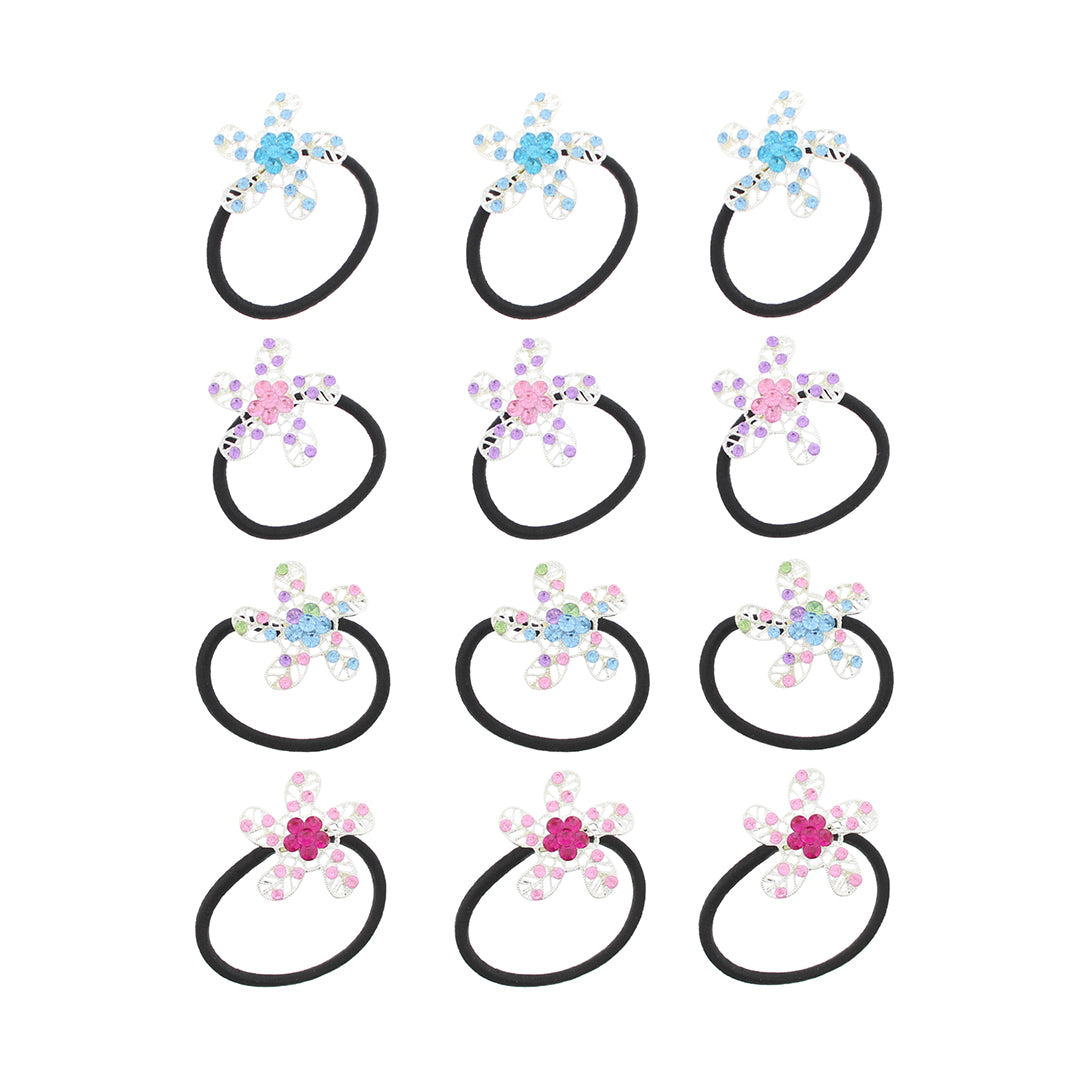 Flower with Stones on Hair Elastic