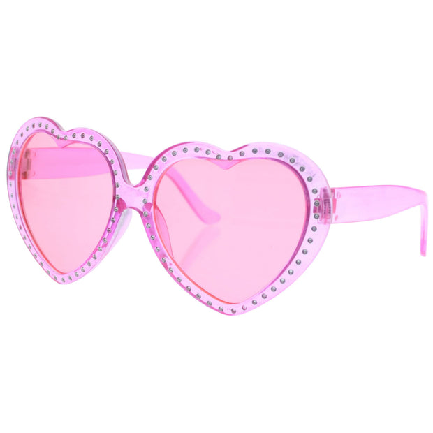 Diamante Stone Pink Heart Sunglasses