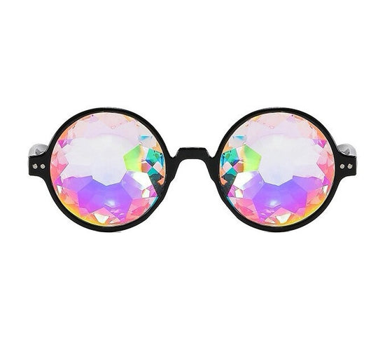 Black Kaleidoscope Glasses Round