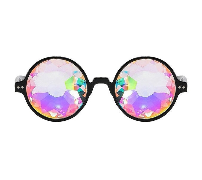Black Kaleidoscope Glasses Round