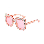 Oversized Square Sunglasses with Diamante Crystal Stones