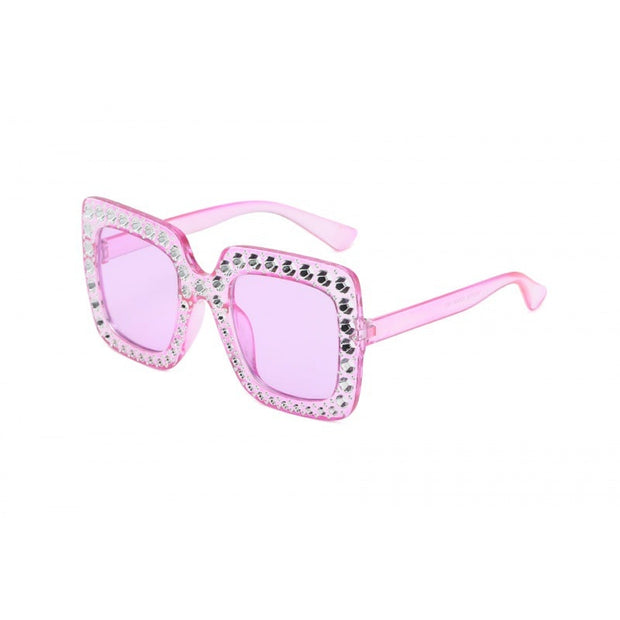 Oversized Square Sunglasses with Diamante Crystal Stones