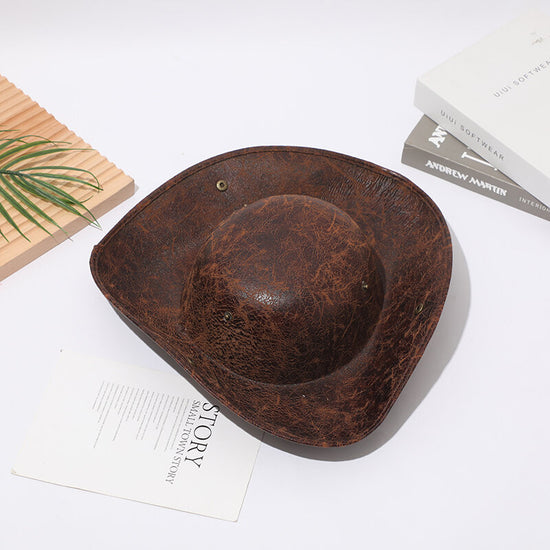 Ancient Distressed Leather Look Tricorn Pirate Hat