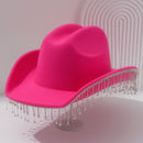 Luxury Cowboy Hat with Dangling Chain Diamante Stones