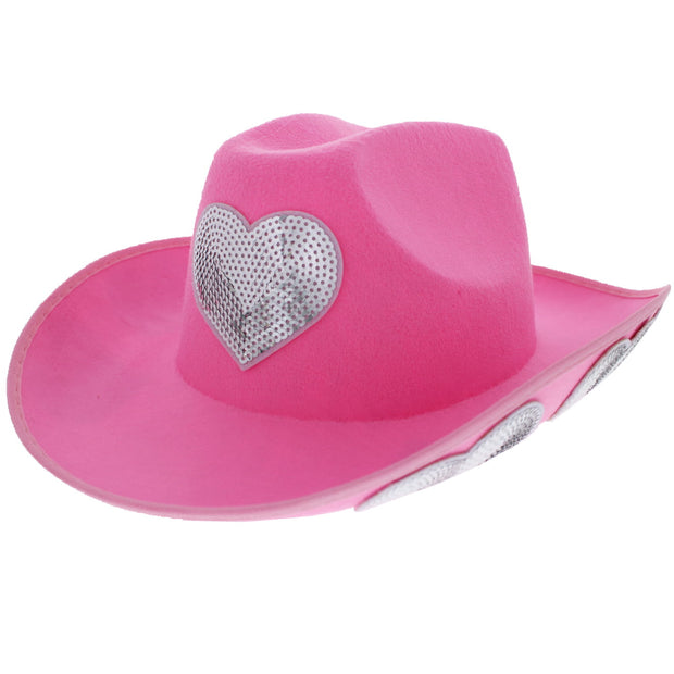 Sequinned Heart Cowboy Hat