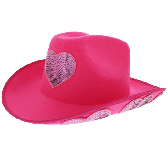 Sequinned Heart Cowboy Hat