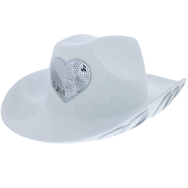Sequinned Heart Cowboy Hat