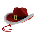 Red Santa Fur Trim Festive Cowboy Hat