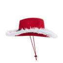 Red Santa Fur Trim Festive Cowboy Hat