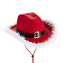 Red Santa Fur Trim Festive Cowboy Hat