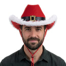Red Santa Fur Trim Festive Cowboy Hat
