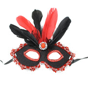 Glitter Light Up Masquerade Mask with Trim, Feathers & Gem Stone