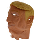 A mask resembling the head of Donald Trump, primarily brown in color with a representation of his hair.