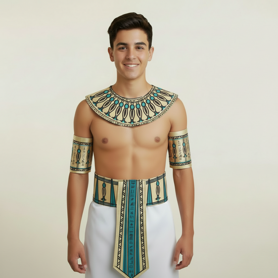 4 Piece Gold & Turquoise Patterned Egyptian Set