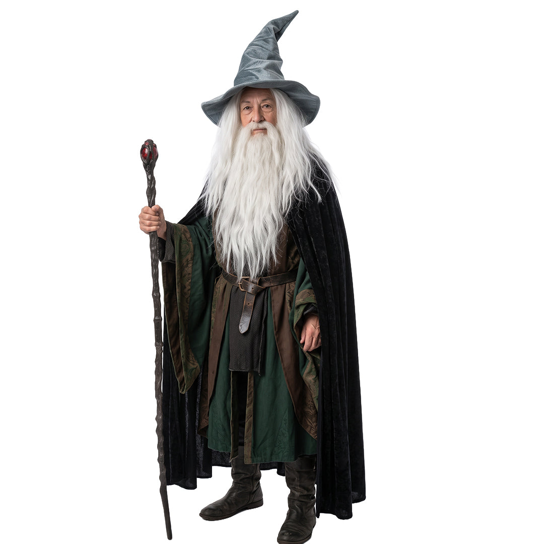 Gandalf Costume Set  Wig, Beard, Staff, Cloak, Hat