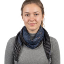 Lightweight Floral Print Square Scarf with Metallic Stripes