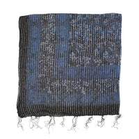 Lightweight Floral Print Square Scarf with Metallic Stripes