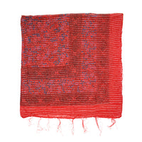 Lightweight Floral Print Square Scarf with Metallic Stripes