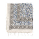 Lightweight Floral Print Square Scarf with Metallic Stripes