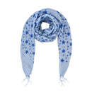 Lightweight Star Print Square Scarf with Metallic Stripes