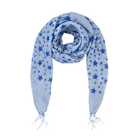 Lightweight Star Print Square Scarf with Metallic Stripes