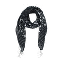 Lightweight Star Print Square Scarf with Metallic Stripes