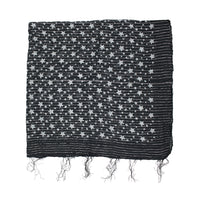 Lightweight Star Print Square Scarf with Metallic Stripes