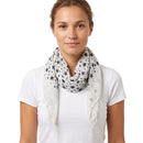 Lightweight Star Print Square Scarf with Metallic Stripes